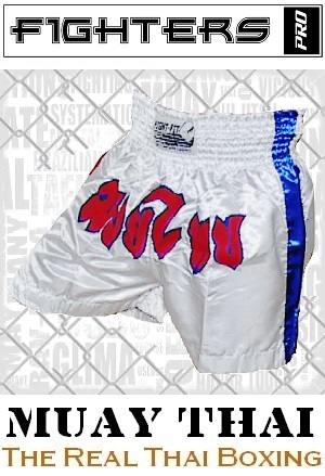 FIGHTERS - Shorts de Muay Thai / Blanc / XL