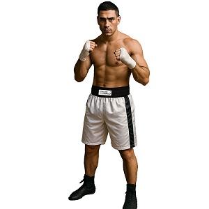FIGHT-FIT - Short de Boxe Long / Blanc-Noir / Medium
