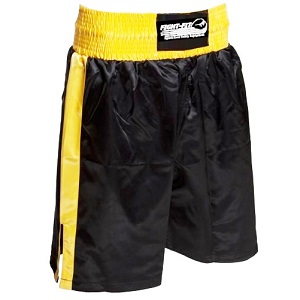 FIGHT-FIT - Pantaloncini da Boxe / Nero-Giallo / XL