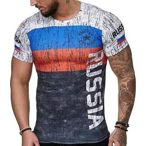 FIGHTERS - T-Shirt / Russia / Bianco-Rosso-Blu-Nero / Medium