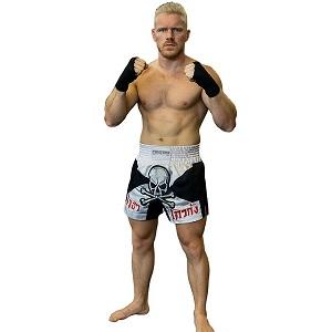 FIGHTERS - Muay Thai Shorts / Skull / Blanc-Noir / Small