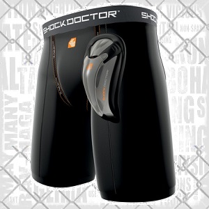 Shock Doctor - Short a compressione con Bioflex inguinale / Nero / XL