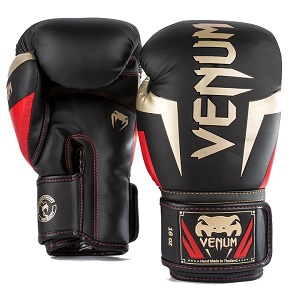 Venum - Boxing Gloves / Elite / Black-Gold-Red / 10 oz